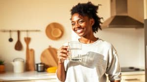 Woman with glass of water